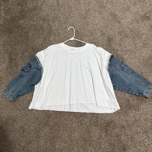 Denim sleeve Crewneck